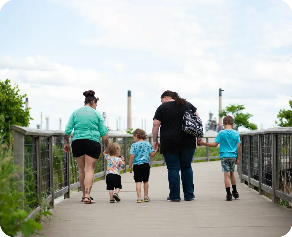 Lacey, Michelle and the kids out for a walk.