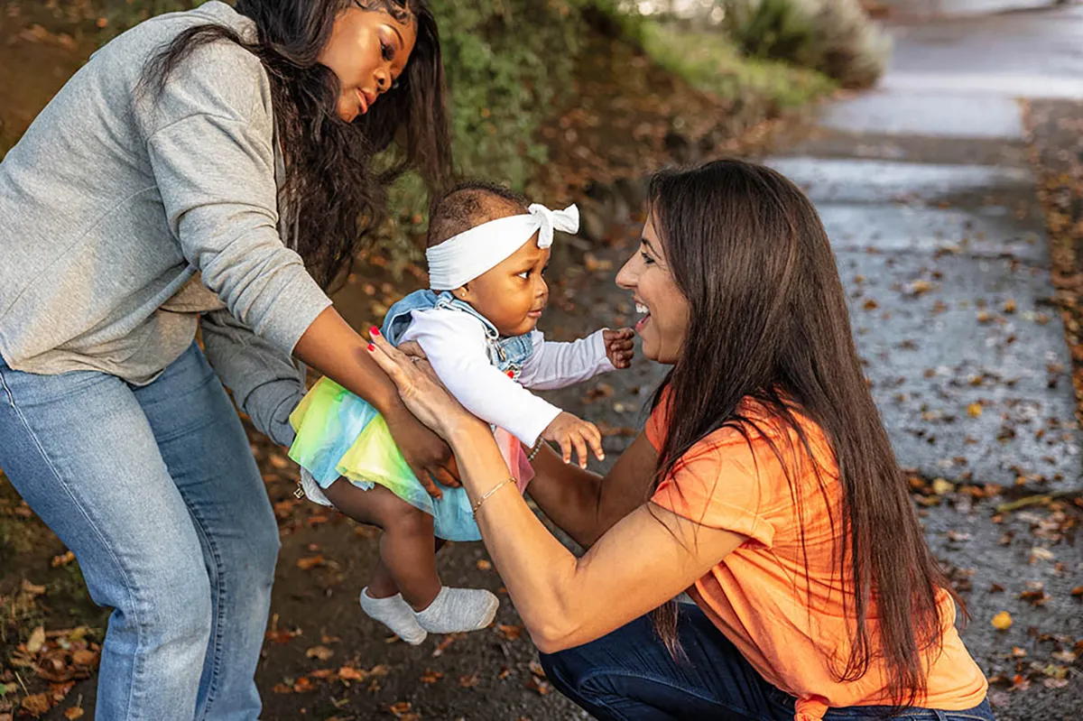 Woman connecting with the community.