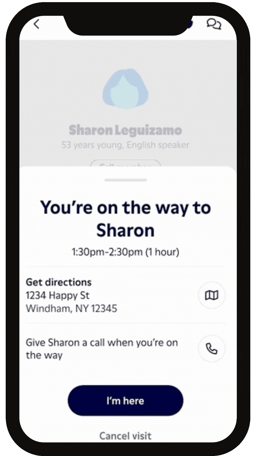 Tap the "I'm here" button in the Papa Pal app to open the Digital ID.